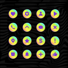 Social Media Vector Icon Set On Black Background 