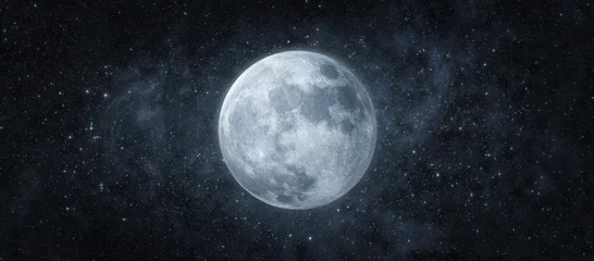 Fototapete Nachtblau Panoramablick auf den Mond im Weltraum
