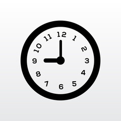 Time Clock Icon black isolated on white background vector illustration. Creative circle clock icon design.