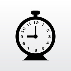Time Clock Icon black isolated on white background vector illustration. Creative circle clock icon design.