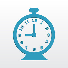 Time Clock Icon blue isolated on white background vector illustration. Creative circle clock icon design.