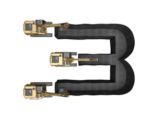 digged trench in the shape of a number 3