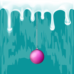 Winter background - ice garland, icicle, abstract background, brush stroke, ball, - vector. New Year. Christmas. Banner. Postcard.