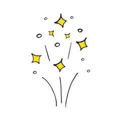 fireworks with sparkles and stars hand drawn doodle. single element for design icon, sticker, card, poster. minimalism, new year, holiday, party, lights
