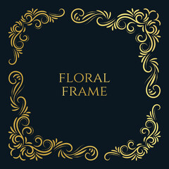 Stylish golden floral frame design ornamental.