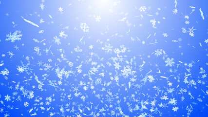 Fototapeta na wymiar Snow Flake Crystals winter freeze ice holiday particle 3D illustration background