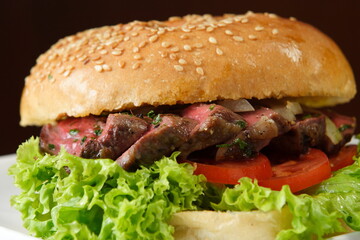 hamburger on a black background