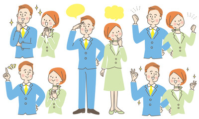 スーツ姿の男女　表情セット