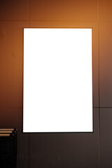 Mockup store blank showcase or poster blank menu frame advertising billboard at front department for show present promotion product. Background layout insert space for text information to customer