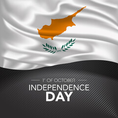 Cyprus happy independence day greeting card, banner, vector illustration