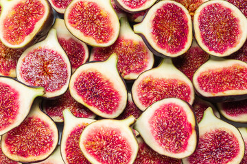 Tasty figs background. Top view.