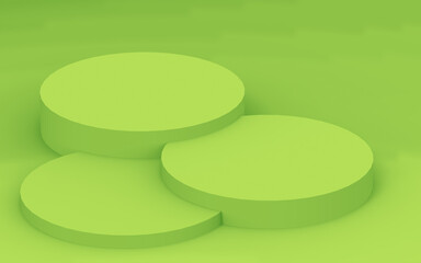 3d green cylinder podium minimal studio background. Abstract 3d geometric shape object illustration render. Display for food natural product.
