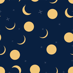 Obraz na płótnie Canvas Seamless pattern with moon and stars. Vector. For the design of wrapping paper, textile.