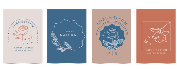 Collection of flower background set with lavender, flower, rose,shape.Editable vector illustration for website, invitation,postcard and sticker