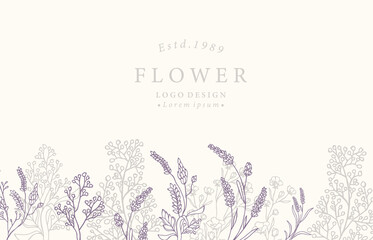 Collection of flower background set with lavender.Editable vector illustration for website, invitation,postcard and sticker © piixypeach