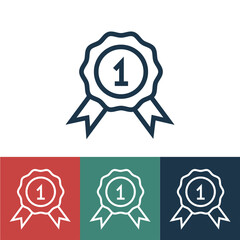 Linear vector icon with medal first place