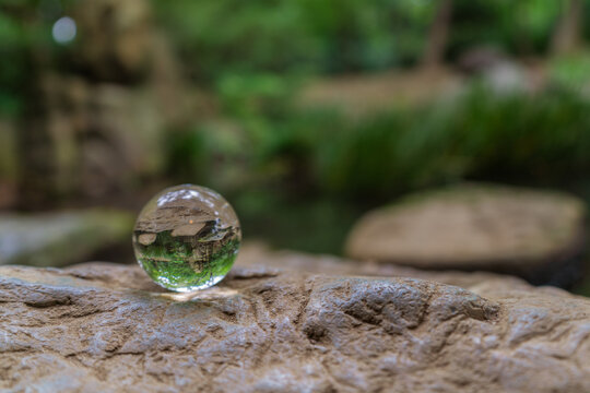 A landscape photograph with a mysterious composition using crystals