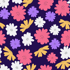 Seamless pattern with flowers .Vector. For the design of wrapping paper, textile.