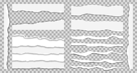 Set of paper different shapes scraps isolated on white background