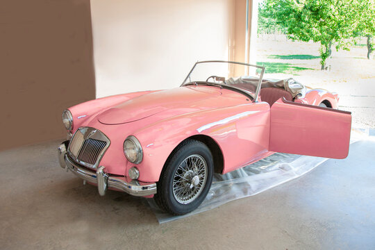 Pink Antique Sports Car