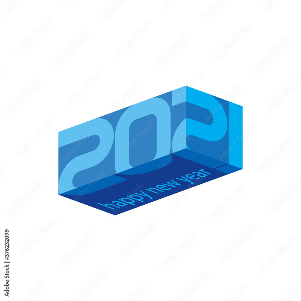 Aufkleber three-dimensional object with a projection of inscriptions - 2021 and happy new year. futuristic des