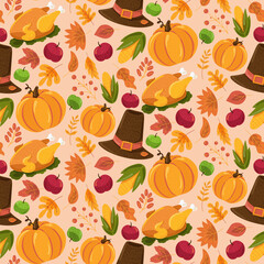 Autumn seamless pattern, cute fall texture design