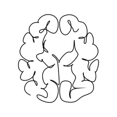Human brain continuous one line drawing - Vector illustration