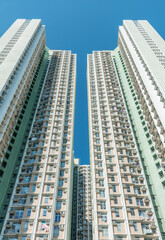 Fototapeta na wymiar Exterior of high rise residential building of public estate in Hong Kong city