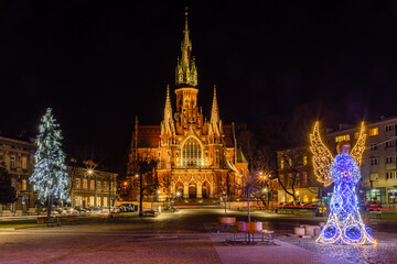 Christmas decorations on the Podgorski Square in Krakow