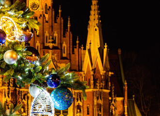 Christmas decorations on the Podgorski Square in Krakow