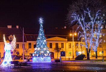 Christmas decorations on the Podgorski Square in Krakow