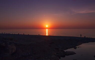 Sunset in the sea. Batumi. Georgia