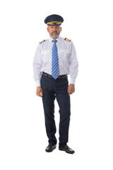 Airline pilot isolated on white