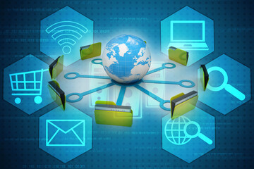 3d illustration of Data sharing concept
