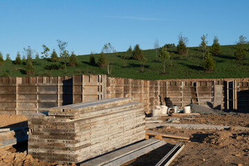 Fototapeta na wymiar the foundation of the new house cement development