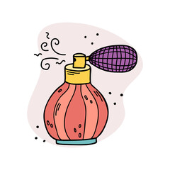 Vector illustration with a bottle of perfume. Preparation of perfumes.