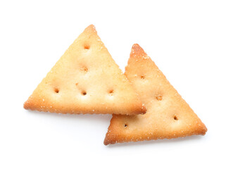 Crispy crackers isolated on white. Delicious snack