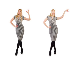 Tall young woman isolated on white