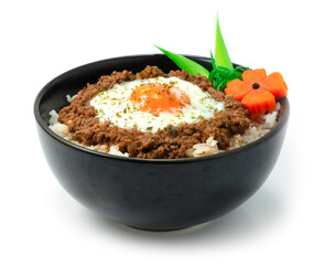 Ground Beef Curry sauce with Rice Recipe Ontop boiled Egg