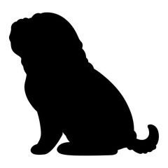 Silhouette of pug sitting in side view