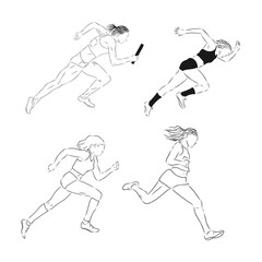 Fototapeta na wymiar A collection of doodle art illustrations that includes the following sports track and field runner, track and field, runner, vector sketch illustration