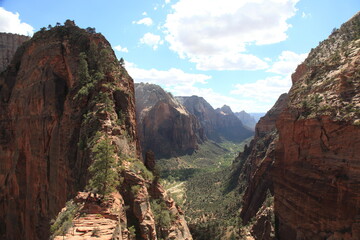 Scenic view of  Angels landing with hiking Trail at Zion National Park, Utah, USA