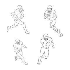 Running rugby player, abstract black vector silhouette, Rugby player, vector sketch illustration