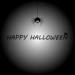 Happy Halloween text banner with web spider.