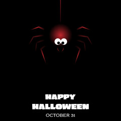 Happy Halloween text banner with web spider.