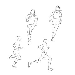 A collection of doodle art illustrations that includes the following sports track and field runner, track and field, runner, vector sketch illustration