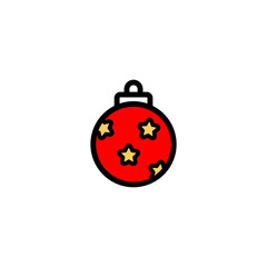 Christmas ball flat icon. New Year decoration. Vector on isolated white background. EPS 10