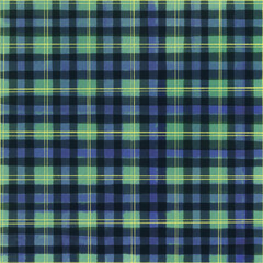 Ombre tartan check plaid in blue and green for flannel shirt or other modern textile design.