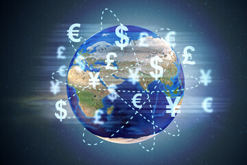 Fototapeta na wymiar Global money transfer and exchange concept