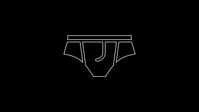 White line Underwear icon isolated on black background. 4K Video motion graphic animation.